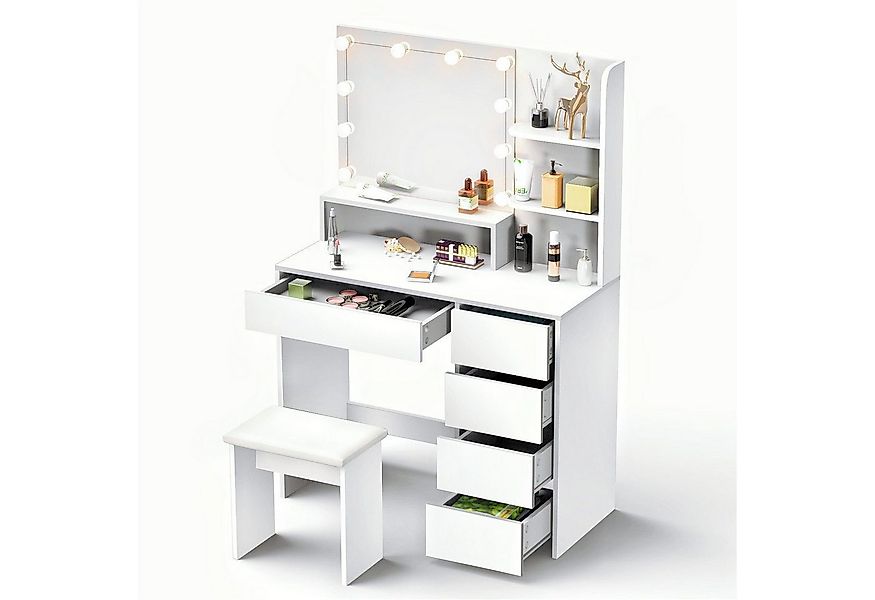 oyajia Schminktisch Schminktisch mit LED-Beleuchtung, Spiegel und Hocker, 9 günstig online kaufen