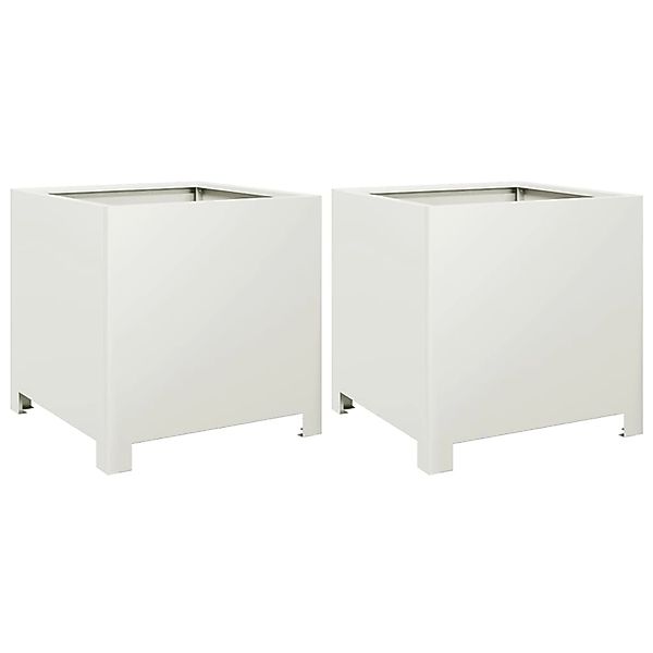 vidaXL Pflanzkübel 2 Stk Weiß 40x40x40 cm Stahl 851202 günstig online kaufen