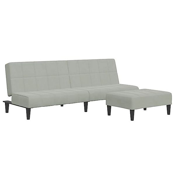 vidaXL Sofa Schlafsofa 2-Sitzer mit Fußhocker Hellgrau Samt günstig online kaufen