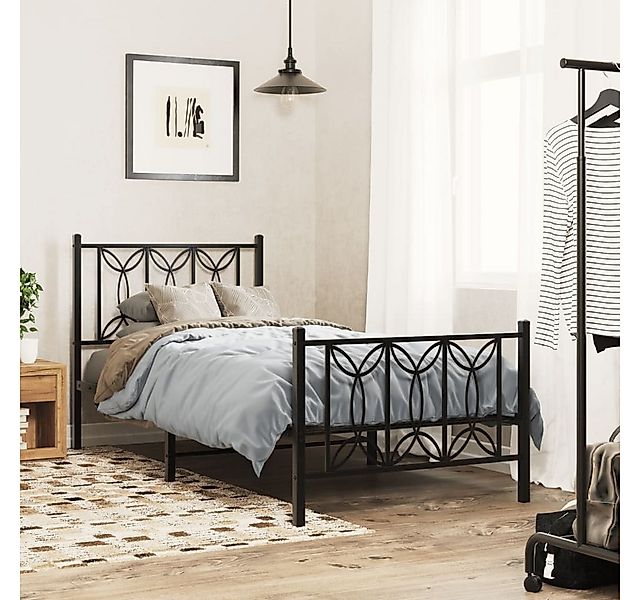 vidaXL Bett, Bettgestell mit Kopf- und Fußteil Metall Schwarz 80x200 cm günstig online kaufen