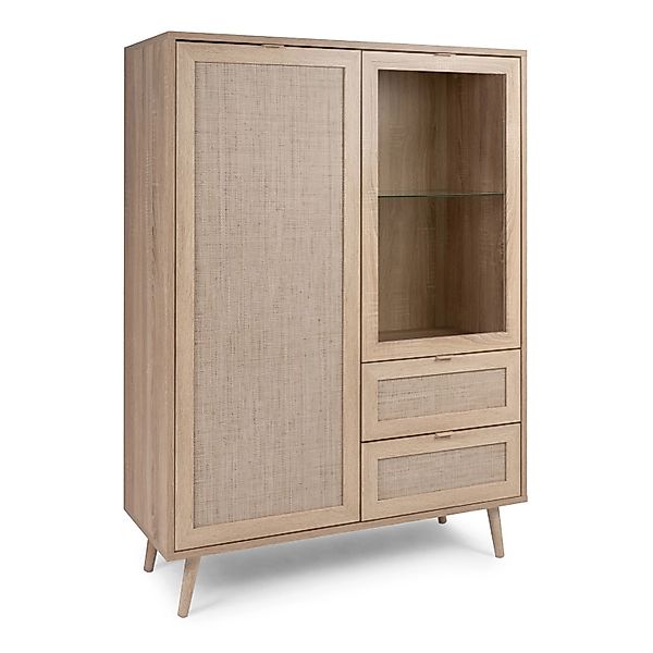Furn.Design Highboard Eiche Sonoma mit Bast-Dekor 102 x 139 cm Stauraum Sca günstig online kaufen