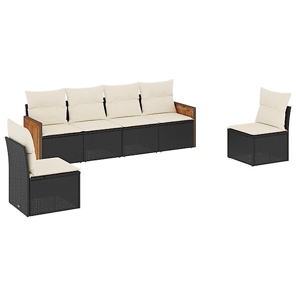 vidaXL 6-Tlg Garten-Sofagarnitur mit Kissen Schwarz Poly Rattan 3259942 günstig online kaufen
