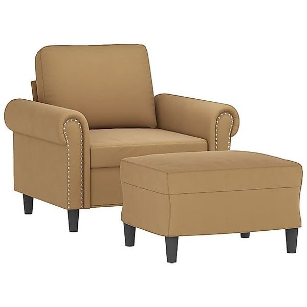 vidaXL Sofa Sessel mit Hocker Braun 60 cm Samt günstig online kaufen