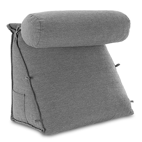 ELONEO Rückenkissen mit Nackenrolle für Bett & Sofa, 55x50x30cm, waschbarer günstig online kaufen