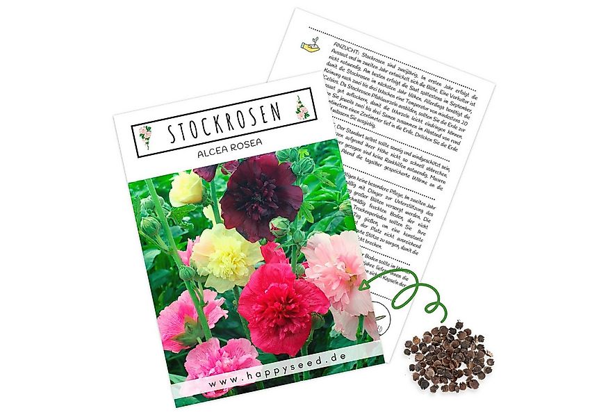 HappySeed Blumensamen Stockrosen Samen - Alcea Rosea (Mix), Rosen günstig online kaufen
