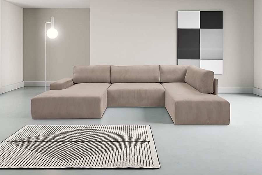 WERK2 Wohnlandschaft »Rotterdam-U, U-Form, in kuschelweichem Cord oder Brei günstig online kaufen