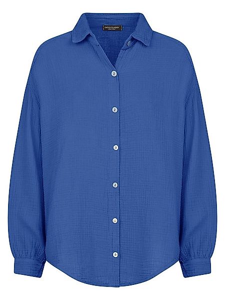 SASSYCLASSY Longbluse Oversize Musselin Bluse Damen kurz Langarm Elegant He günstig online kaufen