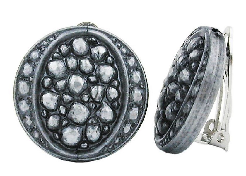 unbespielt Paar Ohrclips Modeschmuck Ohrringe Scheibe Mosaik silbergrau 22 günstig online kaufen