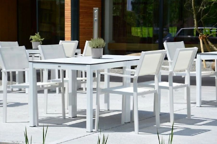 Outdoor Tisch Quadrat Hpl-Schichtstoff weiß / weiß 80x80 günstig online kaufen