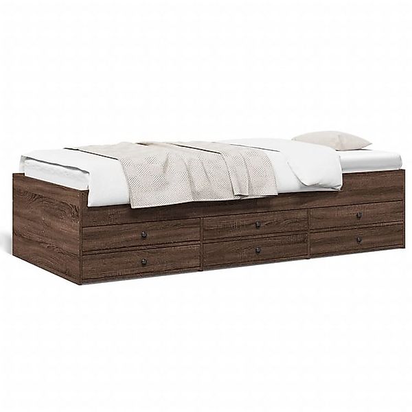 vidaXL Bett, Tagesbett Schubladen Braun Eiche-Optik 75x190 cm Holzwerkstoff günstig online kaufen
