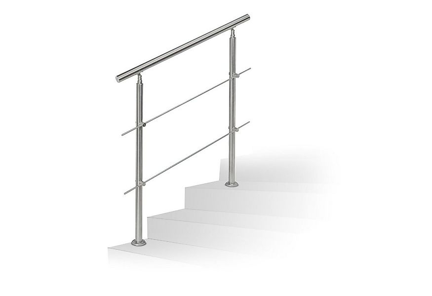 relaxdays Treppengeländer Edelstahl, 100 cm Länge, 108 cm Höhe, mit 2 Pfost günstig online kaufen