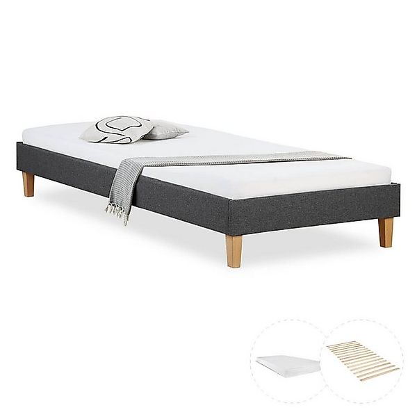 Homestyle4u Polsterbett 90x200 Einzelbett Holzbett Futonbett ohne Kopfteil günstig online kaufen