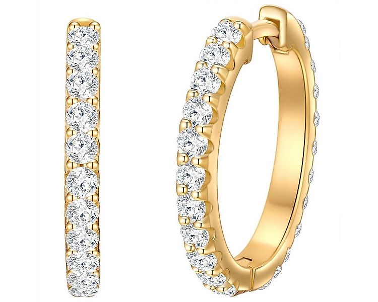 Trilani Paar Creolen gelbgold, mit Zirkonia günstig online kaufen