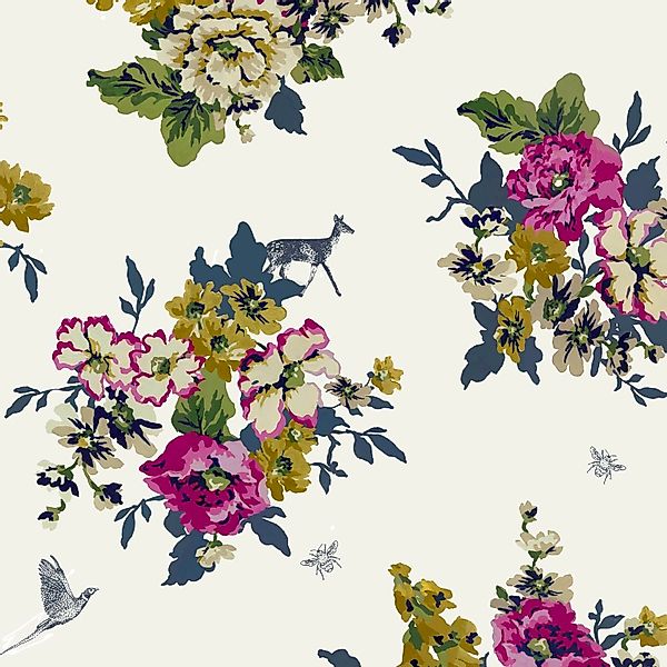 Joules Vliestapete Joules Floral Crème Mehrfarbig FSC® günstig online kaufen