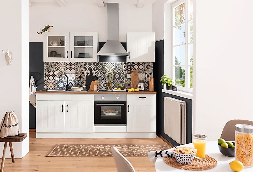 KOCHSTATION Küchenzeile »KS-Athen« mit E-Geräten, Breite 210 cm günstig online kaufen