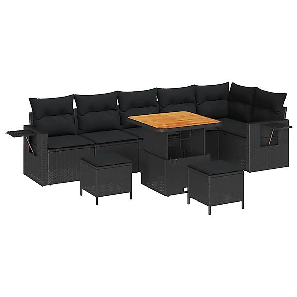 vidaXL Garten-Sofa-Set mit Speicher 9-Tlg Schwarz Poly Rattan 3363709 günstig online kaufen