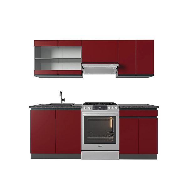 Vicco R-Line Küchenzeile Rot/Anthrazit 200 cm AP Anthrazit günstig online kaufen