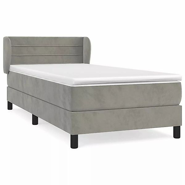 vidaXL Boxspringbett Boxspringbett mit Matratze Hellgrau 100x200 cm Samt Be günstig online kaufen