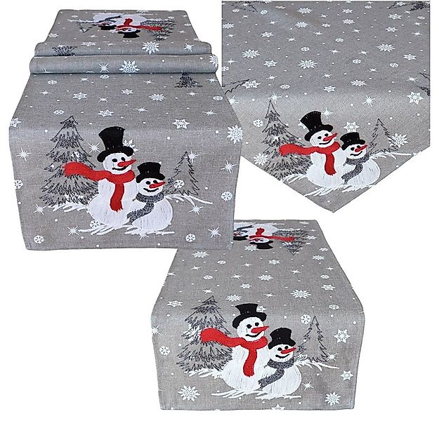 matches21 HOME & HOBBY Tischdecke Tischdecke MARITA Schneemänner Stick grau günstig online kaufen
