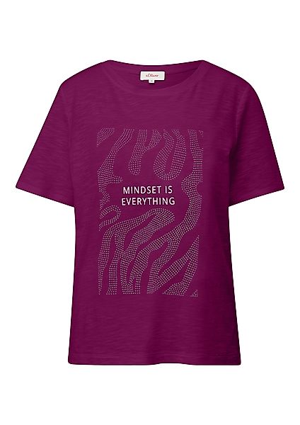 s.Oliver Kurzarmshirt Flammgarnshirt mit Schmucksteinen Schmucksteine günstig online kaufen