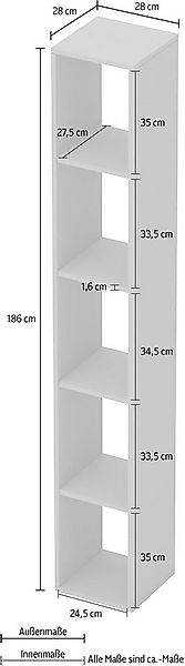 Home affaire Standregal Infinity Höhe 186 cm, Breite 28 cm, Bücherregal, De günstig online kaufen