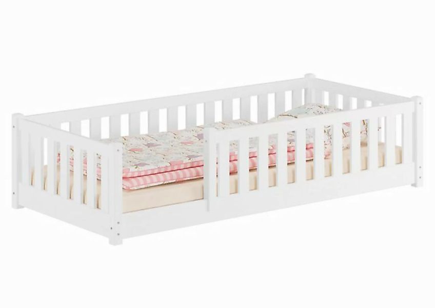 ERST-HOLZ Bett Flachbett, Holzbett für Kinder mit Rundumschutzgitter, Kiefe günstig online kaufen