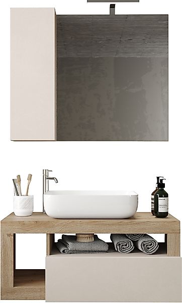 welltime Badmöbel-Set »Hamburg, Badezimmerset 2tlg. Breite 92 cm, Badmöbel, günstig online kaufen