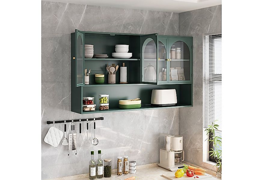 MODFU Wandhängeschrank Hängeschrank,Four-door,Glass Wall Cabinet Storage, 1 günstig online kaufen