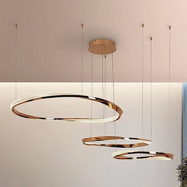 LED-Hängelampe Orbitas, Länge 185 cm, goldfarben, Metall günstig online kaufen