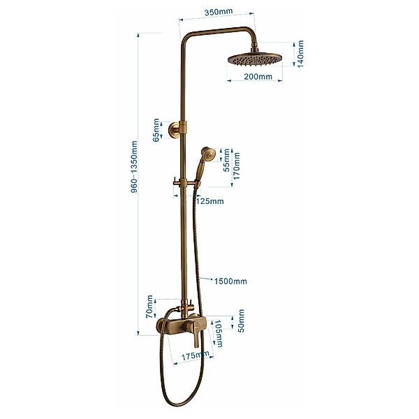 Auralum Max Duschsystem Retro Duscharmatur, Höhenverstellbar günstig online kaufen