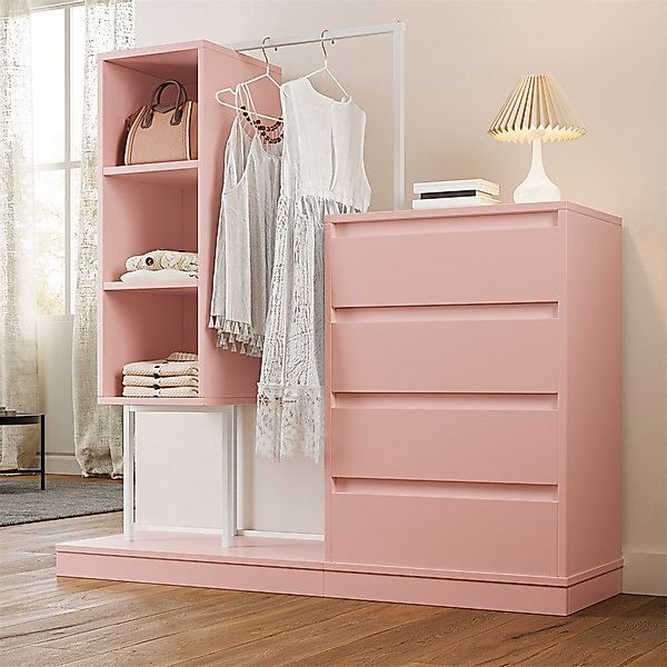 OKWISH Garderoben-Set Kleiderschrank,Sideboard, (Rosa Kleiderschrank-Set mi günstig online kaufen