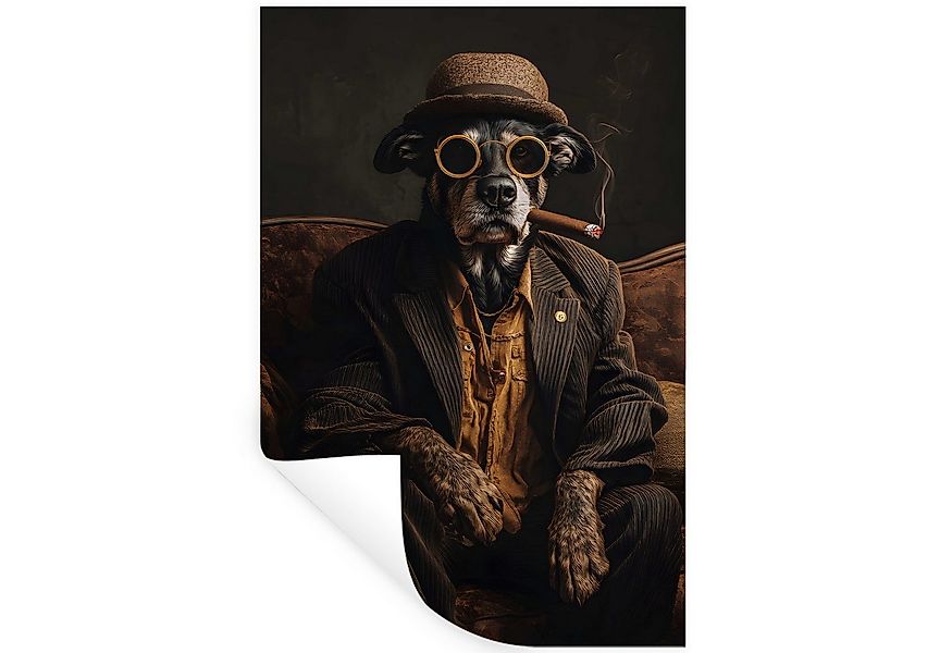 MuchoWow Wandsticker Hund - Zigarre - Hut - Anzug (1 St), Wandaufkleber, Se günstig online kaufen