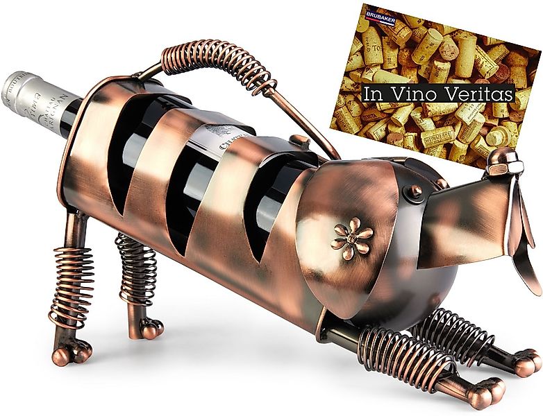 BRUBAKER Weinflaschenhalter Hund - Flaschenhalter aus Metall - Deko Geschen günstig online kaufen