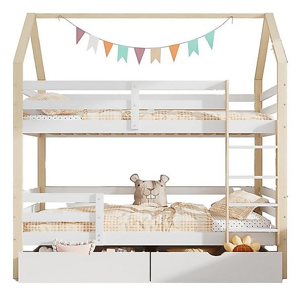 Gotagee Kinderbett Doppelbett Etagenbett Stauraumbett Holzbett 90x200cm Gäs günstig online kaufen