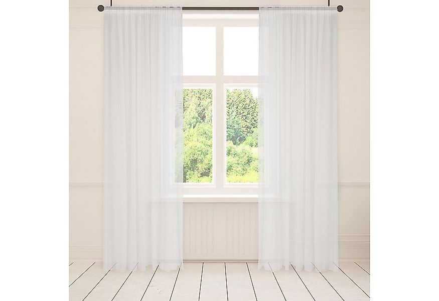 Asphald Gardine auf Maß Store Weiß Voile Gardine 1:2,5 Faltenband-3er Falte günstig online kaufen