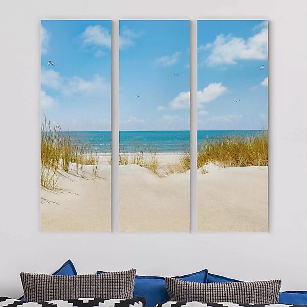 3-teiliges Leinwandbild - Quadrat Strand an der Nordsee günstig online kaufen