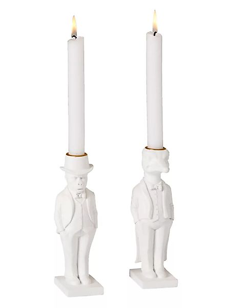 Kerzenhalter-Set, 2-tlg., Tiere impré Creme-Weiß günstig online kaufen