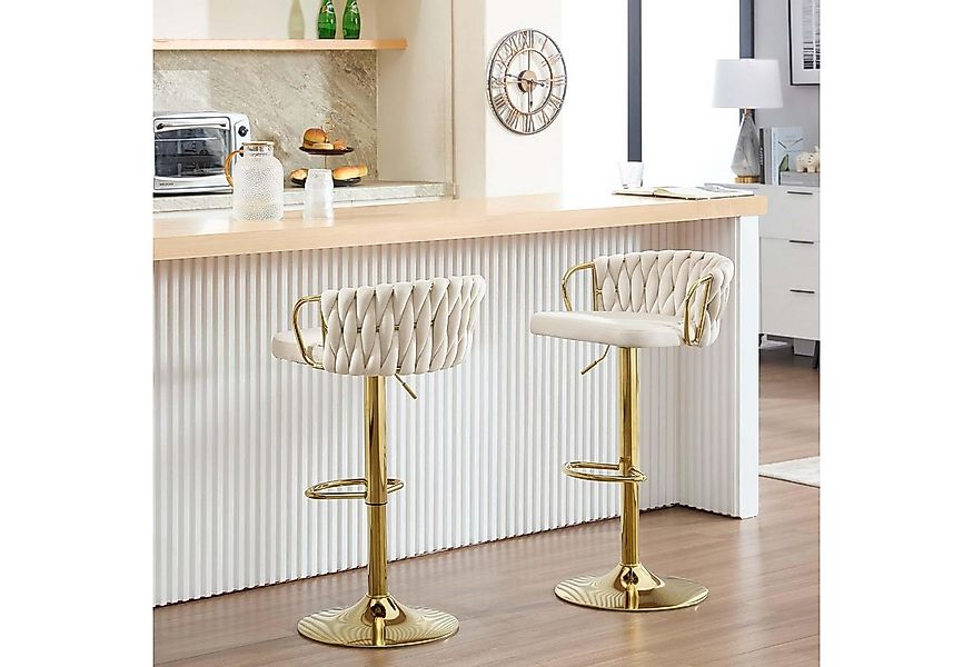 Woltu Barhocker (2 St), Samtstuhl mit Metallrahmen, höhenverstellbar, 360° günstig online kaufen