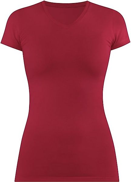normani Kurzarmshirt Figurbetontes T-Shirt mit V-Ausschnitt günstig online kaufen