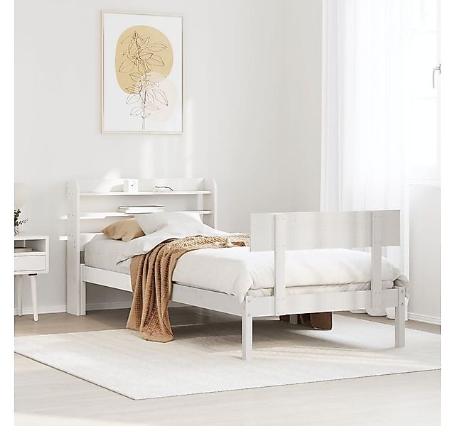 vidaXL Bett, Massivholzbett ohne Matratze Weiß 100x200 cm Kiefernholz günstig online kaufen