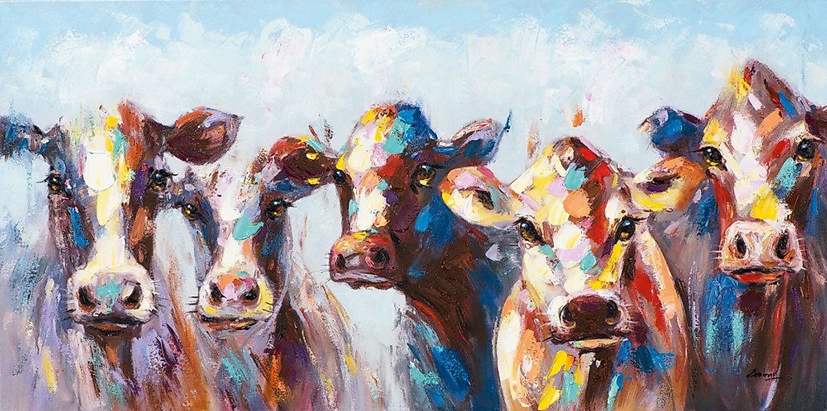 ArtUniverse Gemälde Bunte Kühe 70x140 cm günstig online kaufen
