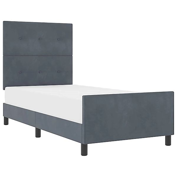 vidaXL Boxspringbett mit Kopfteil Dunkelgrau 90 x 200 cm Samt 3344916 günstig online kaufen