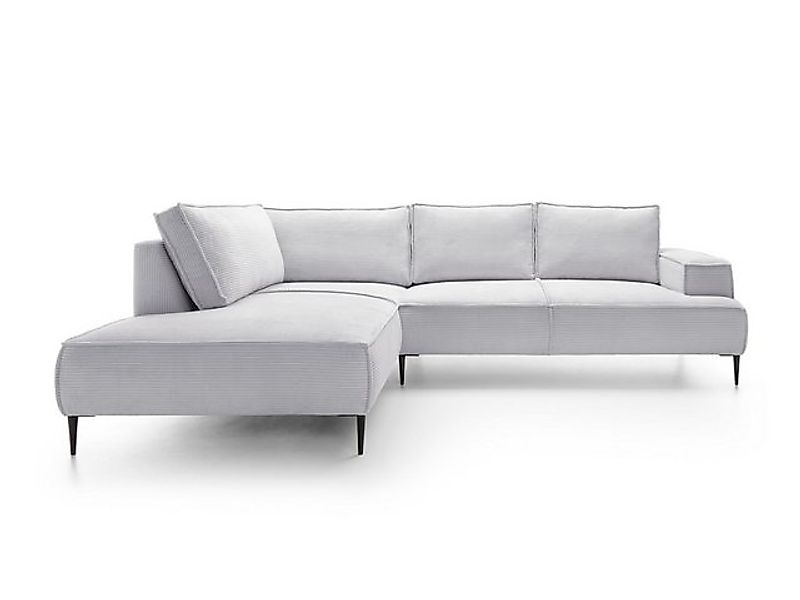 Goldstoff Ecksofa Cord VESPA L Beige – großes Wohnlandschaft Sofa L-Form, G günstig online kaufen