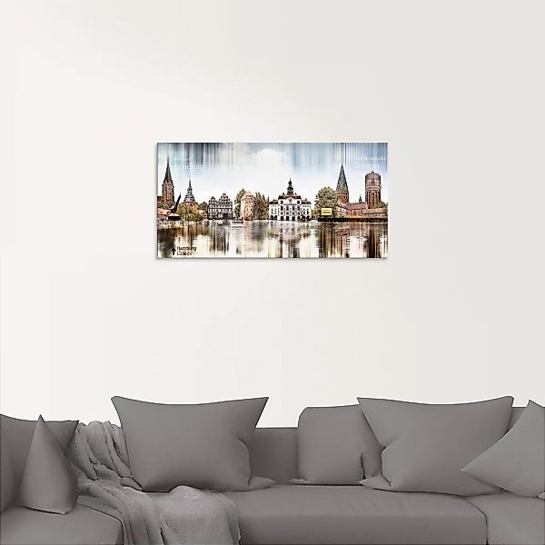 Artland Glasbild "Lüneburg Skyline Abstrakte Collage", Deutschland, (1 St.) günstig online kaufen