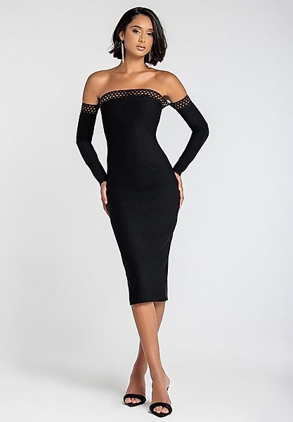 Goddiva Midikleid Boobtube Ribbed Midi Dress With Split knielang günstig online kaufen