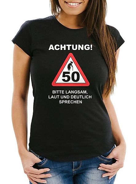 MoonWorks Print-Shirt Damen T-Shirt Geburtstag [object Object] Straßenschil günstig online kaufen