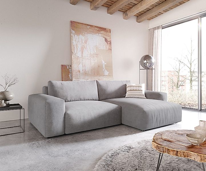 DELIFE Ecksofa Lanzo, XL Mikrofaser Grau günstig online kaufen