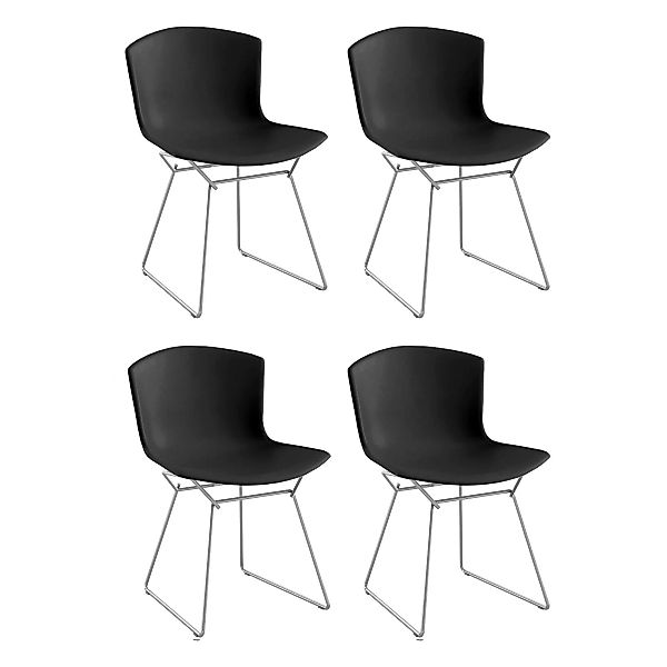 Knoll International - Bertoia Side Chair Gestell Chrom 4er Set - schwarz/Ku günstig online kaufen