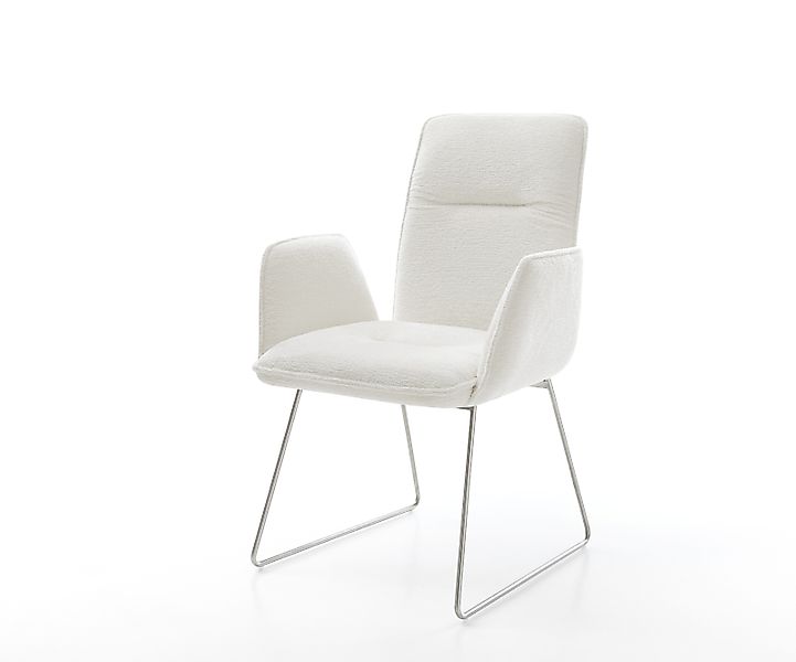 Esszimmerstuhl Vinja-Flex Bouclé Soft Beige Kufengestell Edelstahl günstig online kaufen