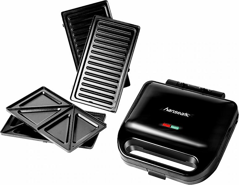 Hanseatic Waffeleisen "HWM750BD 3-in-1-Sandwichmaker, Waffeleisen & Kontakt günstig online kaufen